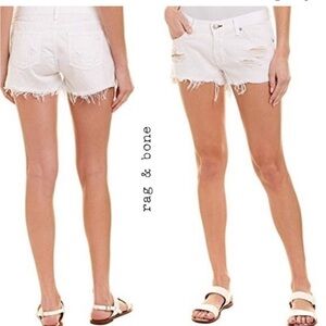 rag & bone White Distressed Women Shorts